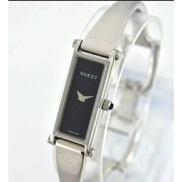 Vintage GUCCI 1500L Black Dial Women's Quartz Watch Swiss Made New Battery - Picture 1 of 7